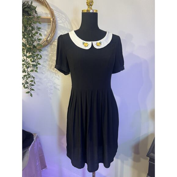 Current Mood Black Dress White Embroidered Collar Whimsygoth Coquette Dolls Kill - Picture 14 of 16